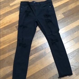Black distressed jeans